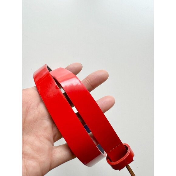 CLUB MONACO Red Orange Patent Leather Skinny Belt, Size XS - Picture 2 of 11